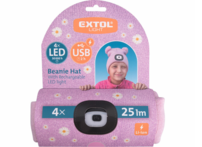 Čiapka ružová detská s čelovým svetlom Extol, LED 4x25lm, 250mAh Li-ion, nabíjanie cez USB