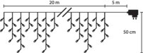Vianočná reťaz Icicle, 800 LED studená biela, cencúľová, jednoduché svietenie, 230 V, exteriér, 20 m