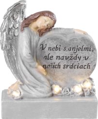 Dekorácia na hrob MagicHome, Anjel so srdcom, solar, 17,5x9,5x20 cm