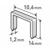 Spony do sponkovacej pištole - dĺžka: 14mm, hrúbka 1,2mm , balenie: 1000ks